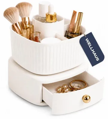Produktbild von WELLHAUS Kosmetik Organizer drehbar 2 Etagen 360 Grad mit Schublade