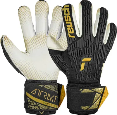 Produktbild von Reusch Torwarthandschuh Attrakt Freegel Gold X GluePrint Finger Support mit Evolution Negative Cut 7707 black / gold 9.5