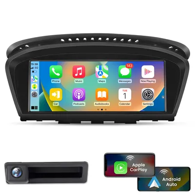 Image de Autoradio Android 14 8,8 pouces Carplay pour BMW E60 E61 E64 E90 E91 E93 CCC GPS Navi WIFI BT SWC USB avec caméra