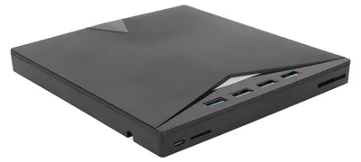 Image de Lecteur DVD externe intégré, câble de type C, 4 ports USB 3.0, boîtier en ABS noir, graveur de CD portable compatible avec le système d'exploitation OS X