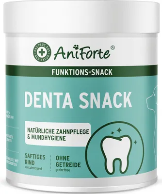 Produktbild von AniForte Denta Snack für Hunde 300g - natürliche Zahnpflege, gegen Hund Mundgeruch, Hundeleckerli für gesunde Zähne, Zahnpflegesnacks getreidefrei