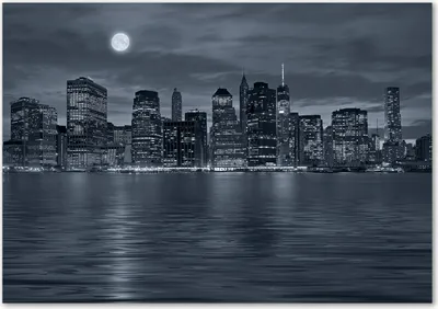 Produktbild von Tulup® Leinwandbild - 100x70 cm - Wandkunst - Drucke auf Leinwand - Leinwanddruck  - Sehenswürdigkeiten & Architektur - Schwarzweiß - New York bei Nacht