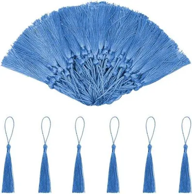 Immagine prodotto di Orecchini con nappe di seta blu, 100 pezzi, in miniatura