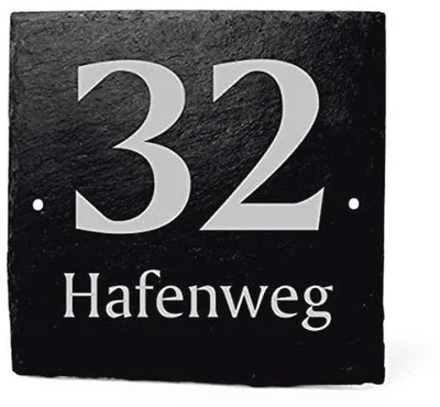Produktbild von Hausnummernschild aus Schiefer mit Gravur - 11 x 11 cm