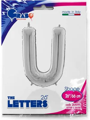 Zdjęcie produktu dla Balon foliowy Litera U, 66cm,Srebrna