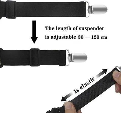 Produktbild von 8 Stück elastische Lakenhalter mit Metallklemmen, 30-120 cm, für Ecken von Bett und Matratze, schwarz