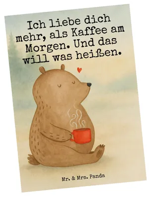 Produktbild von Mr. & Mrs. Panda Postkarte Bär Morgenkaffee Design - Weiß - Geschenk, Valentinstag, Freundin, Jahrestag, Postkarten, Freund, Ansichtskarte, Grußkarte, für, Fotokarte