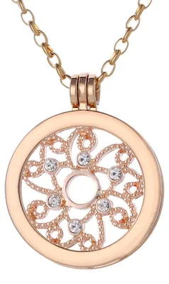 Produktbild von Morella Damen Halskette gold 70 cm Edelstahl mit Anhänger und Coin 33 mm Sonnensymbol in Schmuckbeutel