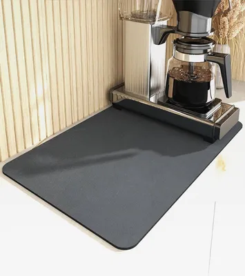 Produktbild von Kaffeemaschine Abtropfmatte, Saugfähige Abtropfmatte Geschirr, Selbsttrocknungsmatte Schnelltrocknend Trockenmatte für Kaffeemaschine, Küche, Spüle, Bad, Schwarz, 40 x 50cm
