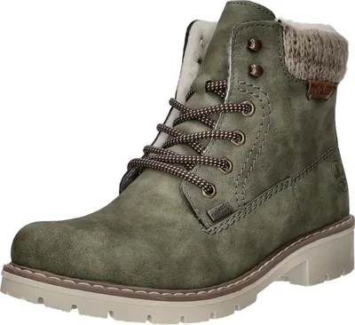 A single green boot is shown against a white background.