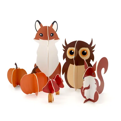 Produktbild von Herbstdeko Waldtiere Deko Figuren 7-teiliges Set