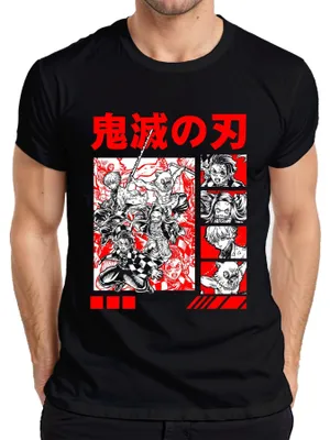 Obrázek produktu pro Kimetsu no Yaiba Demon Slayer Tanjiro Nezuko Inosuke Zenitsu pánské tričko, černá, XL
