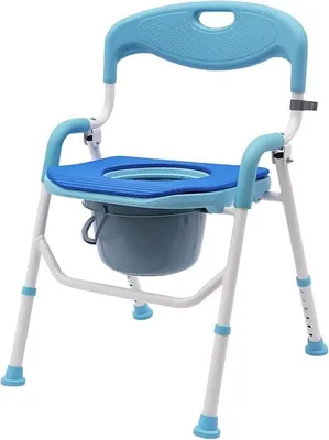 Produktbild von 100kg Toilettenstuhl mit WC-Eimer Duschstuhl Toilettensitz Toilettenhilfe,kann als Toilette, Stuhl oder Duschsitz,Blau
