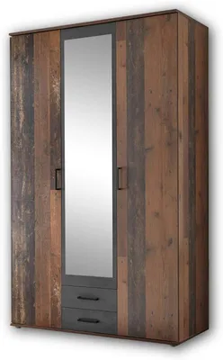 Image de Armoire – Rangement pour chambre – Pour ranger les vêtements – Design élégant – Largeur : 120 cm – Aspect béton, couleur marron
