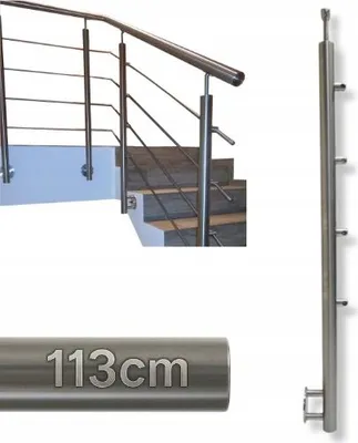 Immagine prodotto di Paletto per ringhiera - Acciaio inox - 113 x 4,24 cm - Sinistra - 4 maniglie - Regolazione dell'angolo - Interno ed esterno - Ringhiera per scale - Fissaggio laterale