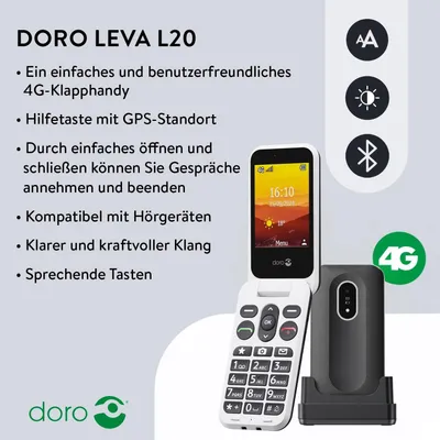 Obrázek produktu pro Doro 380580 Mobilní telefon Doro Leva 20 robustní a uživatelsky přívětivý