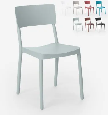 Image de Chaise en polypropylène au design moderne pour cuisine bar restaurant jardin liner - gris clair