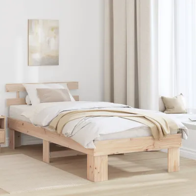 Produktbild von Desgin Bettgestell mit Kopfteil 90x200 cm Massivholz Kiefer - Klassische Betten 872458