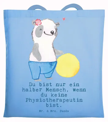Produktbild von Mr. & Mrs. Panda Schultasche Physiotherapeutin Herz - Sky Blue - Geschenk, Tote Bag, Tasche, totebag, Stoffbeutel, Shopping, Jutebeutel