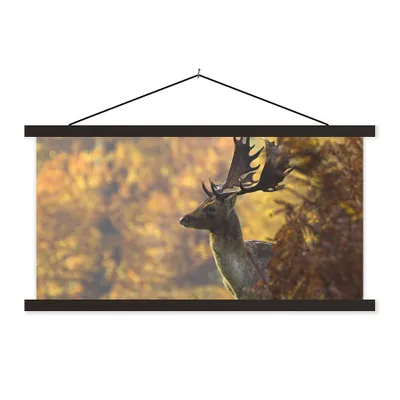 Produktbild von MuchoWow® Textilposter Hirsche - Geweihe - Herbst 60x30 cm mit schwarzem Rahmen - Textilien