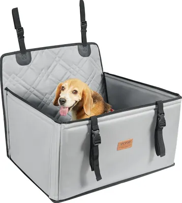 Produktbild von VEVOR Hundeautositz, wasserdichter Hundesitzerhöhung Stützrahmen, Haustierautositz mit ansteckbarer Sicherheitsleine, Hundeautobett für kleine, mittelgroße und große Hunde bis 18 kg, grau