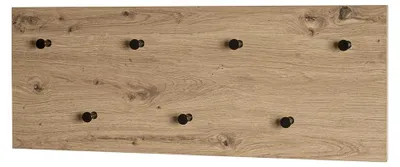 Wandgarderobe 7 Haken, Licht Eiche MDF, Schwarz, 80x30x5 cm