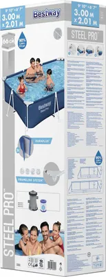 Immagine prodotto di Set piscina Bestway® Steel Pro™ Frame con pompa filtro 300 x 201 x 66 cm, blu scuro, rettangolare