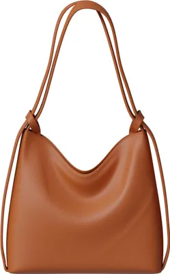 Produktbild von Damen Shopper Tasche groß Hobo Bag – vegane Leder Schultertasche mit Rucksackfunktion Brown
