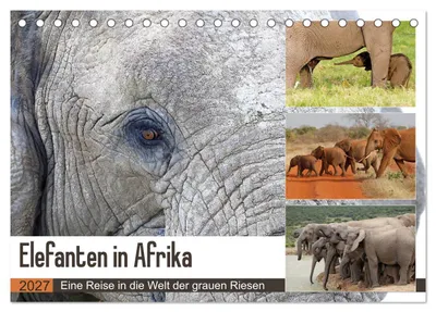 Produktbild von Elefanten in Afrika (Tischkalender 2027 DIN A5 quer), CALVENDO Monatskalender