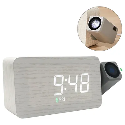 Produktbild von Projektionswecker für Schlafzimmer, Digitale Projektionsuhr mit Decken- und Wandprojektion, Nachtlicht und zwei lauten Alarmen