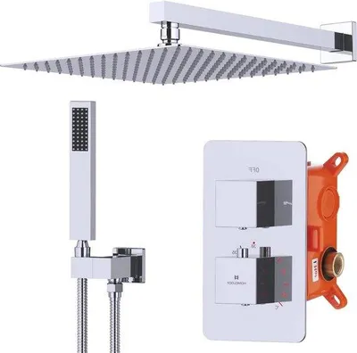 Produktbild von Regenhanddouche inbouwhoekset aus Chrom 30 cm ohne Brennschutz