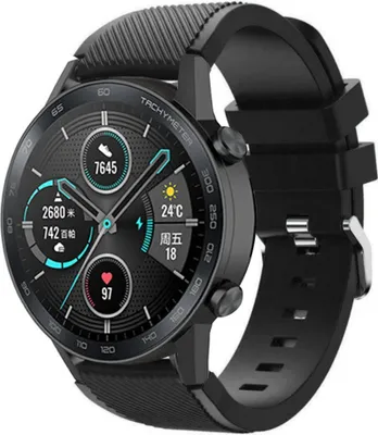 Produktbild von Strap-it Honor Magic Watch 2 Silikonarmband (Schwarz)