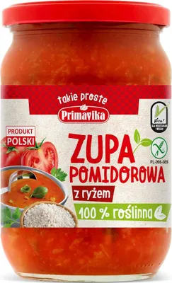ZUPA POMIDOROWA Z RYŻEM BEZGLUTENOWA 700 g - PRIMAVIKA