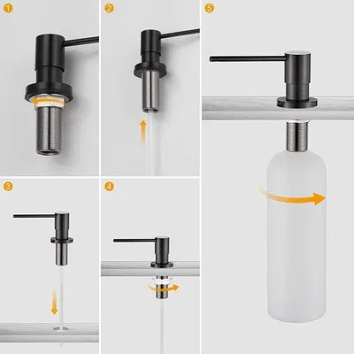 Image de Distributeur de savon liquide pour cuisine, distributeur de savon intégré, noir, taille unique
