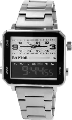 Produktbild von Raptor Herrenuhr "Fabius" mit Edelstahlarmband, eckig, analog/digitale Anzeige