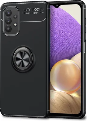 Produktbild von NALIA Ring Handy Hülle für Samsung Galaxy A32 5G, Silikon Cover 360 Grad Halter Schwarz