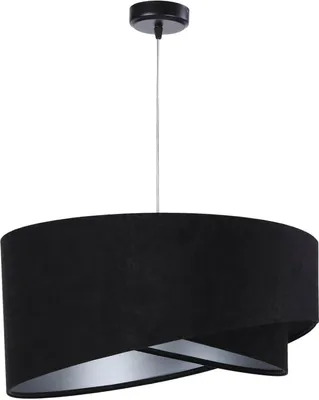 Produktbild von Hängelampe Schwarz Weiß E27 Ø 50 cm Stoff Modern Hängeleuchte