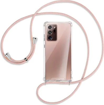 Produktbild von Handykette Backcover-Schutzhülle mit Band (Metall silberfarben) für Samsung Galaxy Note20 Ultra 4G,5G (N985,N986) - roségold