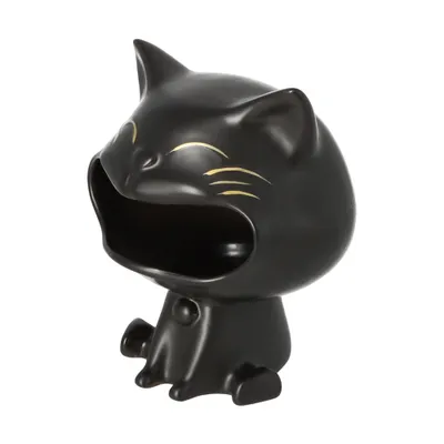 Produktbild von AKRA Aschenbecher im Katzen Design, Schwarz mit goldenen Details aus Keramik