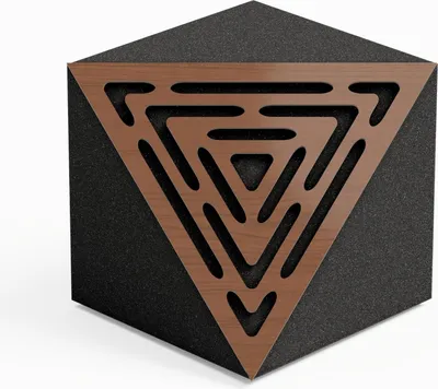 Immagine prodotto di Confezione da 2 – Trappola acustica angolare per soffitti "TRICUB-WAVE" | Schiuma acustica fonoassorbente con pannello HDF laminato perforato [noce]