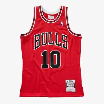Imagen del producto de Camiseta de baloncesto Mitchell & Ness Chicago Bulls, número 10, modelo Swingman, color escarlata - Talla M