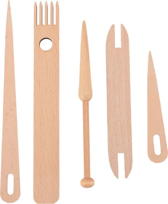 Immagine prodotto di Set di 5 bacchette per tessitura in legno di faggio, accessori per tessitura e lavoro a maglia, per lavori manuali fai da te – ideali per arazzi e sciarpe