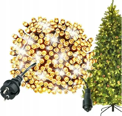 Zdjęcie produktu dla Lampiony Choinkowe 500 Led Zewnętrzne Migające Zimne Białe 35M Z Wtyczką