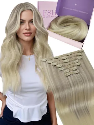 Immagine prodotto di Estensioni per capelli da applicare con clip, lunghezza 45 cm, colore biondo cenere