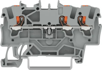 Immagine prodotto di Morsetto passante Wago a 3 conduttori con pulsante 1,5 mm², grigio, 1 pz.