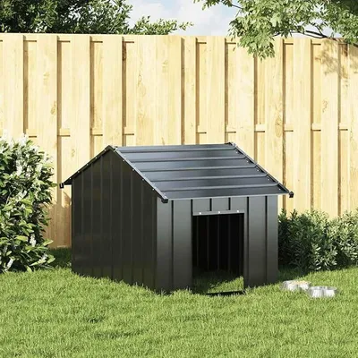 Imagen del producto de Caseta para perros con techo, fabricada en acero galvanizado, de 83x130x85 cm