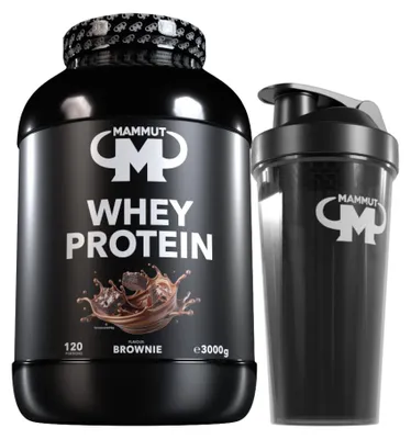 Produktbild von Mammut Nutrition - Whey Protein 3000 g Dose - 120 Portionen Eiweiß + GRATIS Protein Shaker, Geschmack: Brownie