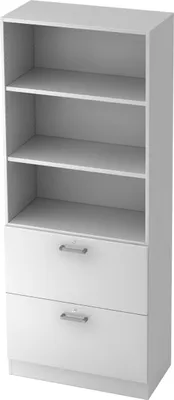 Produktbild von bümö office Hängeregister Kombi - 2 Schübe - Nachbildung: Weiß, Griff: Chromgriff