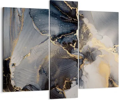Produktbild von Bild auf Leinwand - Leinwandbild - 3 Teile - Dunkel Abstraktion Gold - 95x80cm - Wand Bild - Wanddeko - Wandbilder - Leinwanddruck - Bilder - Wanddekoration - Leinwand bilder - Wandbild - CB95x80-4824