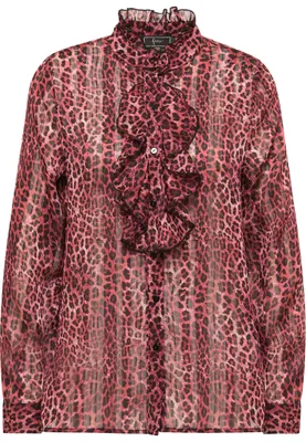 Produktbild von paino Damen Rüschenbluse mit Leoprint 19523976-PA01, Rot, S